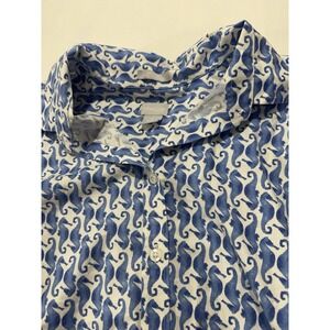 Chicos Cotton Large Button Down Nautical Stretch Casual Office